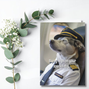 Geburtstag Fluglinienpilot Hund Flugzeug Lustig Lu Karte