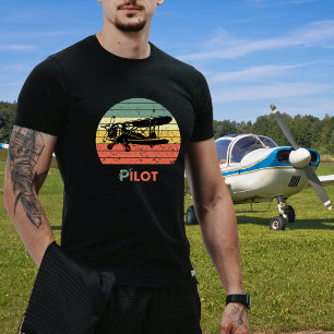 Geburtstag Flugzeugpilot Retro Vintage Sonnenunter T-Shirt