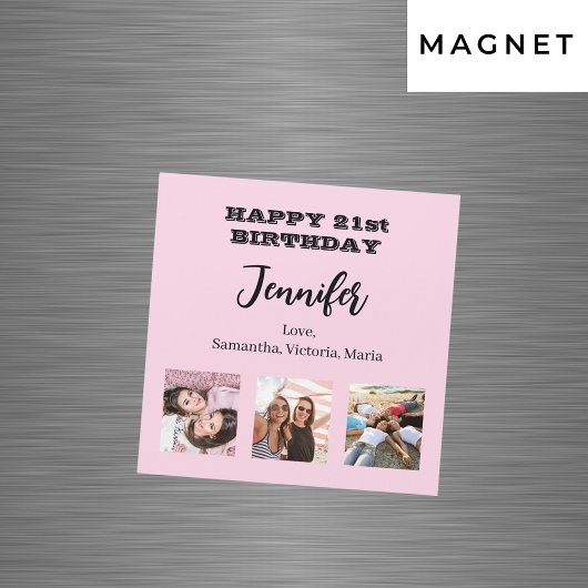 Geburtstag Foto beste Freunde rosa Magnet