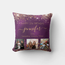 Geburtstag Foto bester Freund lila Goldnamen Kissen