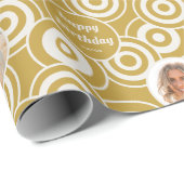 Geburtstag Foto Collage Retro Circles Mustard Geschenkpapier (Rolleneckpunkt)