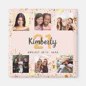 Geburtstag Foto Collage Rose Gold beste Freunde Magnet (Vorne)