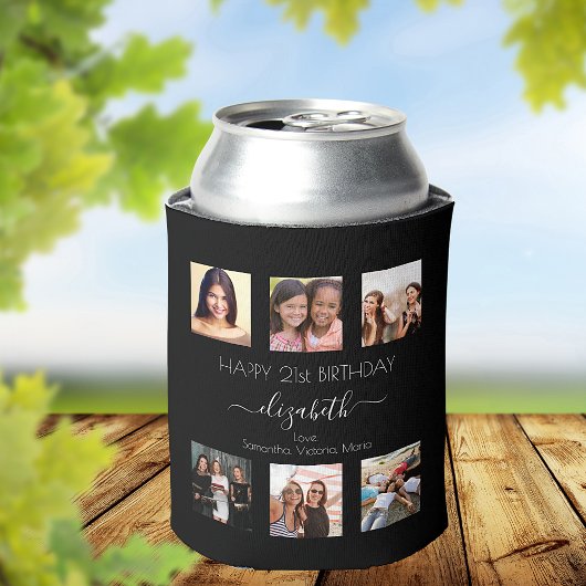 Geburtstag Foto Collage Schwarz-weiß beste Freunde Dosenkühler
