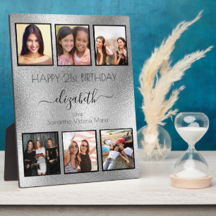 Geburtstag Foto Collage Silberbeste Freunde Fotoplatte
