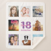 Geburtstag Foto Collage weiß lila Name Sherpadecke (Vorderseite)