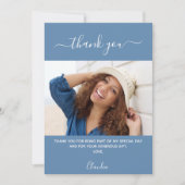 Geburtstag Foto dusty blue Dankeschön Karte (Vorderseite)
