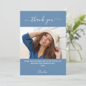 Geburtstag Foto dusty blue Dankeschön Karte (Stehend Vorderseite)