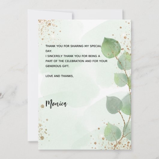 Geburtstag Foto Eukalyptus vielen Dank Karte (Rückseite)