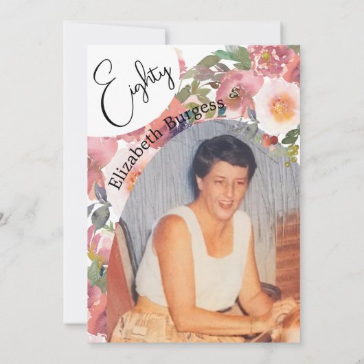 Geburtstag Foto Floral Elegant Geburtstag Einladung (Rückseite)