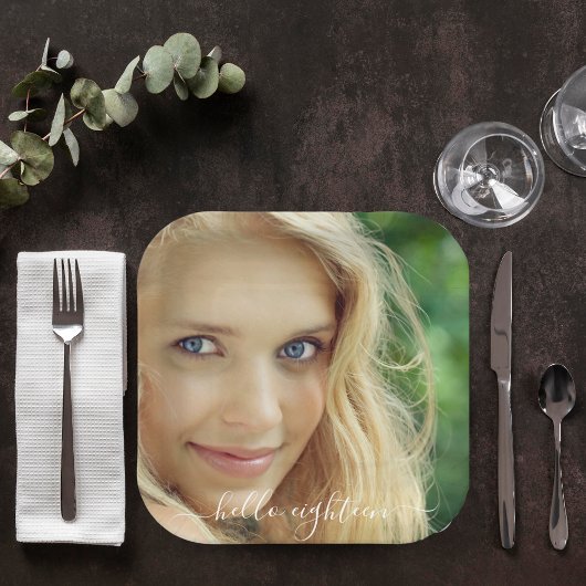 Geburtstag Foto hallo 18 achtzehn Text Pappteller