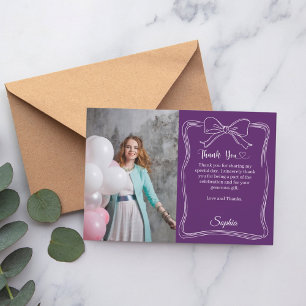 Geburtstag Foto handgeschriebener Bogen lila Dankeskarte