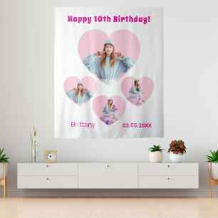 Geburtstag Foto Herzkollektion Mädchen willkommen Wandteppich