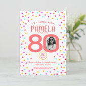 Geburtstag Foto Lebendkorallenkonfetti Einladung (Stehend Vorderseite)