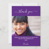 Geburtstag Foto lila Dankeschön Karte (Vorderseite)