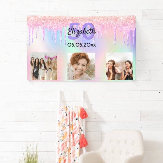 Geburtstag Foto rosa lila Empfang Banner (Insitu)