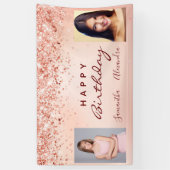 Geburtstag Foto Rose Gold Rosa Glitzer Freunde Banner (Vertikal)
