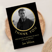 Geburtstag Foto Schwarz und Gold Dankeskarte