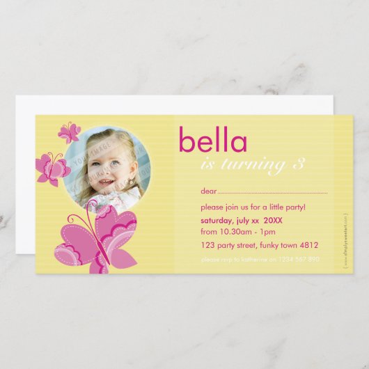 GEBURTSTAG FOTOKARTE:: flutterbyschmetterling 2 (Vorne/Hinten)
