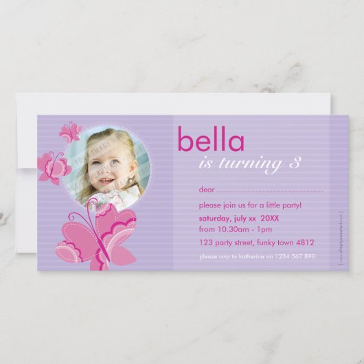 GEBURTSTAG FOTOKARTE:: flutterbyschmetterling 3 (Vorderseite)