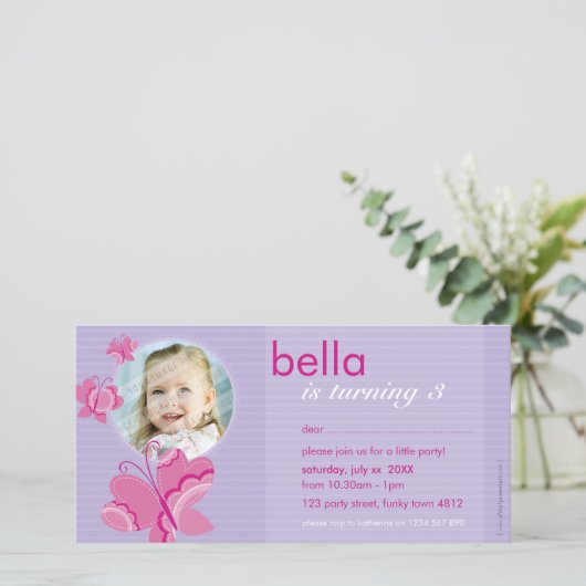 GEBURTSTAG FOTOKARTE:: flutterbyschmetterling 3 (Stehend Vorderseite)