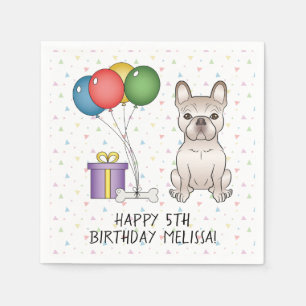 Geburtstag französische Bulldogge süße Cartoon-Hun Serviette