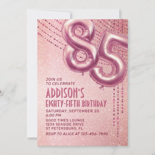 Geburtstag Frauen Rose Gold Einladung (Vorderseite)