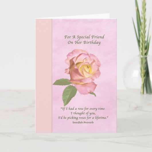 Geburtstag, Freund, Rose des Friedens Karte (Vorderseite)