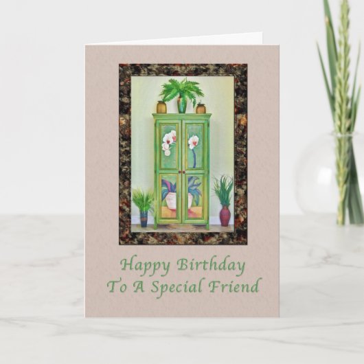 Geburtstag, Freund, Stillleben mit antikem Kabinet Karte (Vorderseite)