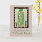 Geburtstag, Freund, Stillleben mit antikem Kabinet Karte (Gelbe Blume)