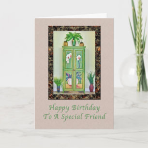 Geburtstag, Freund, Stillleben mit antikem Kabinet Karte