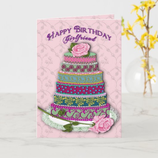 GEBURTSTAG - FREUNDIN - MULTI REIHE VERZIERTER KARTE (Gelbe Blume)