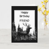 Geburtstag FRIEND Vintag Stag Hirsche Tier Karte (Gelbe Blume)