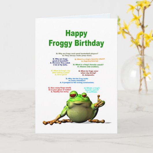Geburtstag, Frosch Jokes Karte (Gelbe Blume)