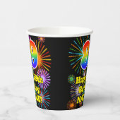 Geburtstag: Fun Fireworks Pattern + Rainbow 89 Pappbecher (Links)