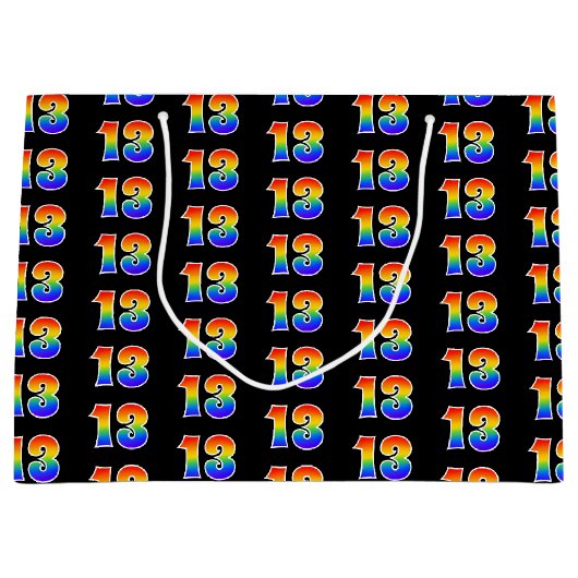 Geburtstag: Fun Rainbow Event Number 13 Muster Große Geschenktüte (Vorderseite)