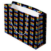 Geburtstag: Fun Rainbow Event Number 13 Muster Große Geschenktüte (Rückseite Schrägansicht)