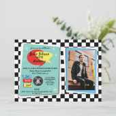 Geburtstag Fünfzigerjahre Retro Rock'n'Roll Invite Einladung (Stehend Vorderseite)