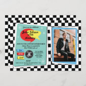 Geburtstag Fünfzigerjahre Retro Rock'n'Roll Invite Einladung (Vorne/Hinten)