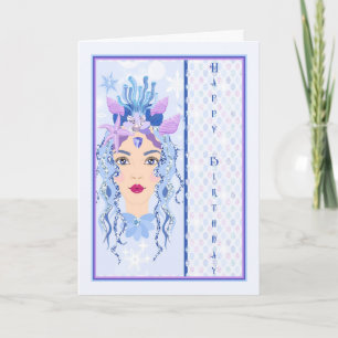 Geburtstag für 13 Jahre. Alte Tochter in Blau Karte