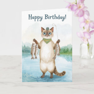 Geburtstag für Angelfreunde mit Wasserfarben-Fisch Karte