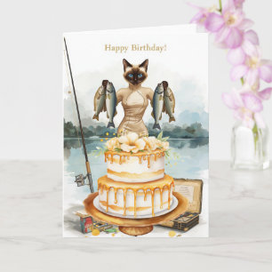 Geburtstag für Angelfreunde mit Wasserfarben-Fisch Karte