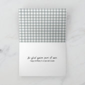 Geburtstag für Cousin auf Gingham Karte (Innenseite)