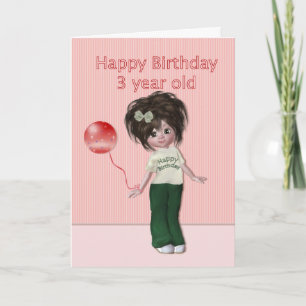 Geburtstag für das dreijährige Mädchen Karte