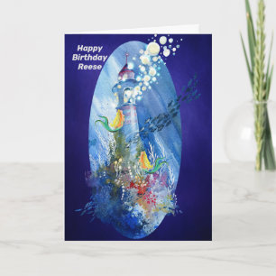 Geburtstag für ein junges Mädchen Leuchtturm Meer Karte