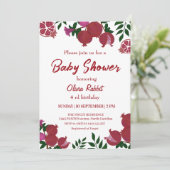 Geburtstag für ein Mädchen Granatapfel Roter Rosa  Einladung (Stehend Vorderseite)