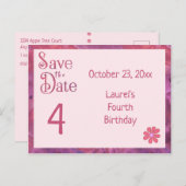 Geburtstag für ein Mädchen Save the Date Ankündigungspostkarte (Vorne/Hinten)