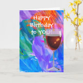 Geburtstag für Freundeswein-Glas Karte (Gelbe Blume)