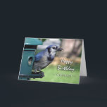Geburtstag für Grandson, Blue Jay bei Feeder Karte<br><div class="desc">Foto einer Blue Jay an einem Vogelfeeder. Ideal für diesen besonderen Vogelliebhaber. Geburtstagskarte für einen Enkel. Bild und Vers Copyright © 2014,  Shoaff Ballanger Studios.</div>