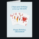 Geburtstag für Grandson, Herz Vollhaus<br><div class="desc">Eine Geburtstagskarte für jemanden,  der Lieben hat,  Karten zu spielen. Ein königlicher Herzschlag und die Worte "Ich hoffe,  dein Geburtstag kommt auf Tromps." Dein Enkel wird diese Geburtstagskarte Liebe geben.</div>