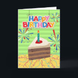 Geburtstag für Hubby Husband-Stück Cake Karte<br><div class="desc">Happy Birthday Hubby Husband Papier Grußkarte mit einer farbigen Abbildung eines Stückes geschichteten Schokoladenkuchen. Helles Design mit Happy Birthday Schild,  Konfetti,  Streamer und Feuerwerk. Spaß Kuchen drin. Art,  Bild und Vers Copyright © Shoaff Ballanger Studios,  2022.</div>